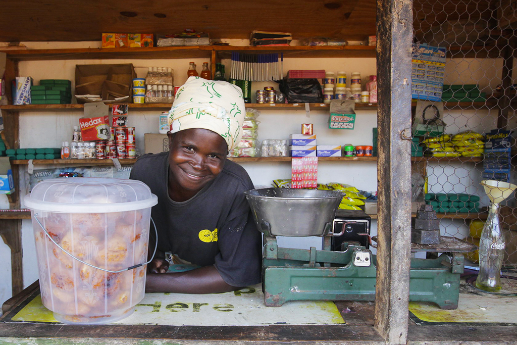 Lucia in shop Malawi